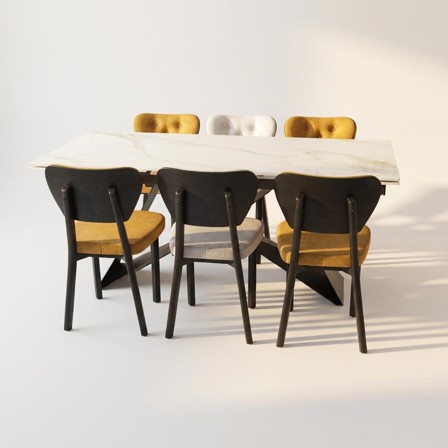 გრანიტის გასაშლელი მაგიდა 180*90-ზე + 6 სკამი