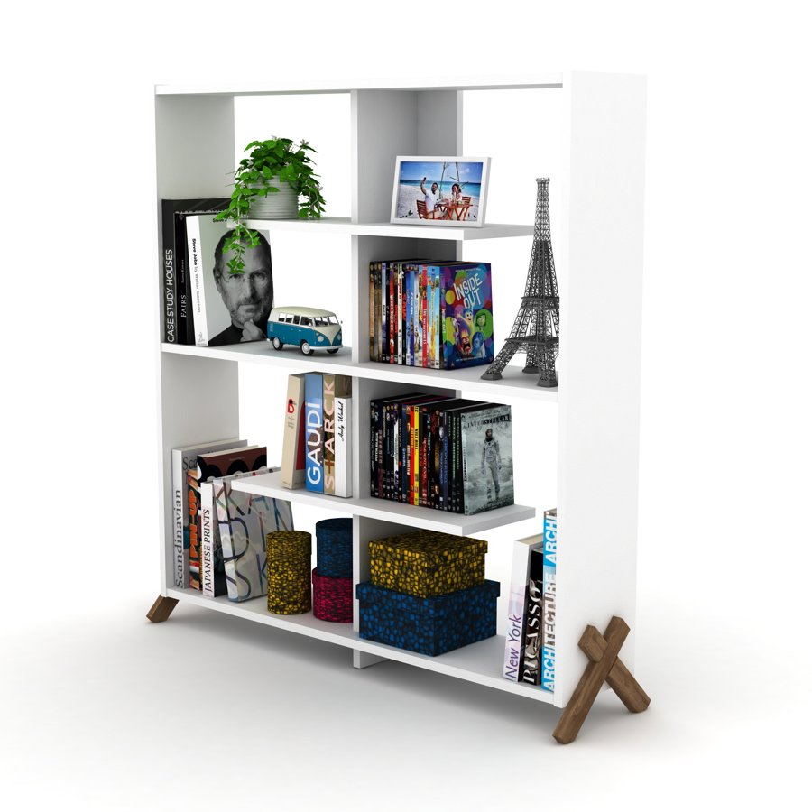 წიგნის თარო Kipp Bookcase (Walnut-White) RF170201 (113*28*115)