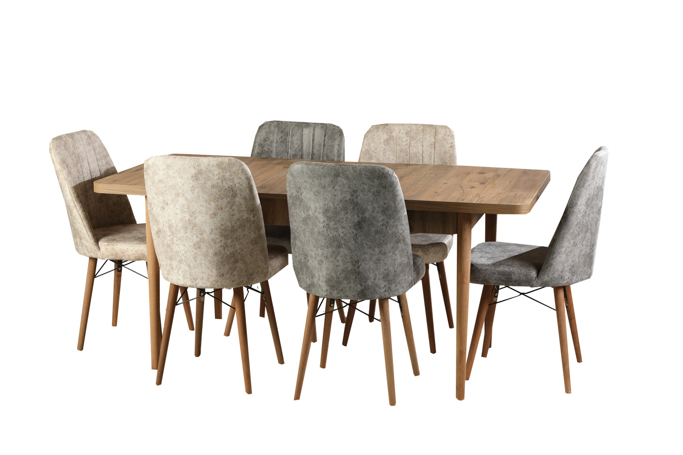 თურქული გასაშლელი მაგიდა 130*80-ზე + 6 სკამი