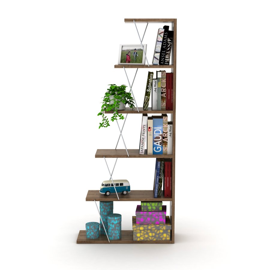 წიგნის თარო მინი Tars Bookcase Mini (Walnut-Chromium) RF160402 (65*146*22)