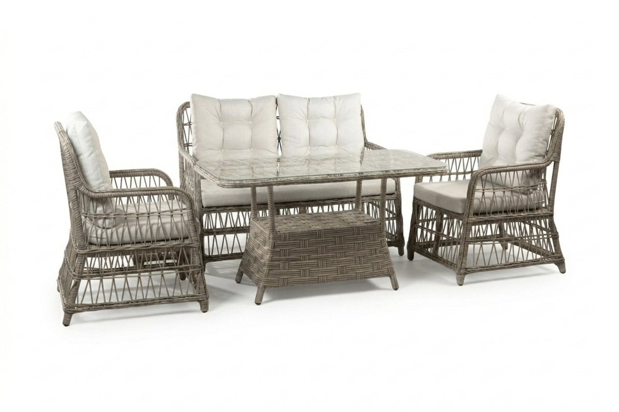 თურქული 2 ადგილიანი სამეული მაგიდით ნაცრისფერი