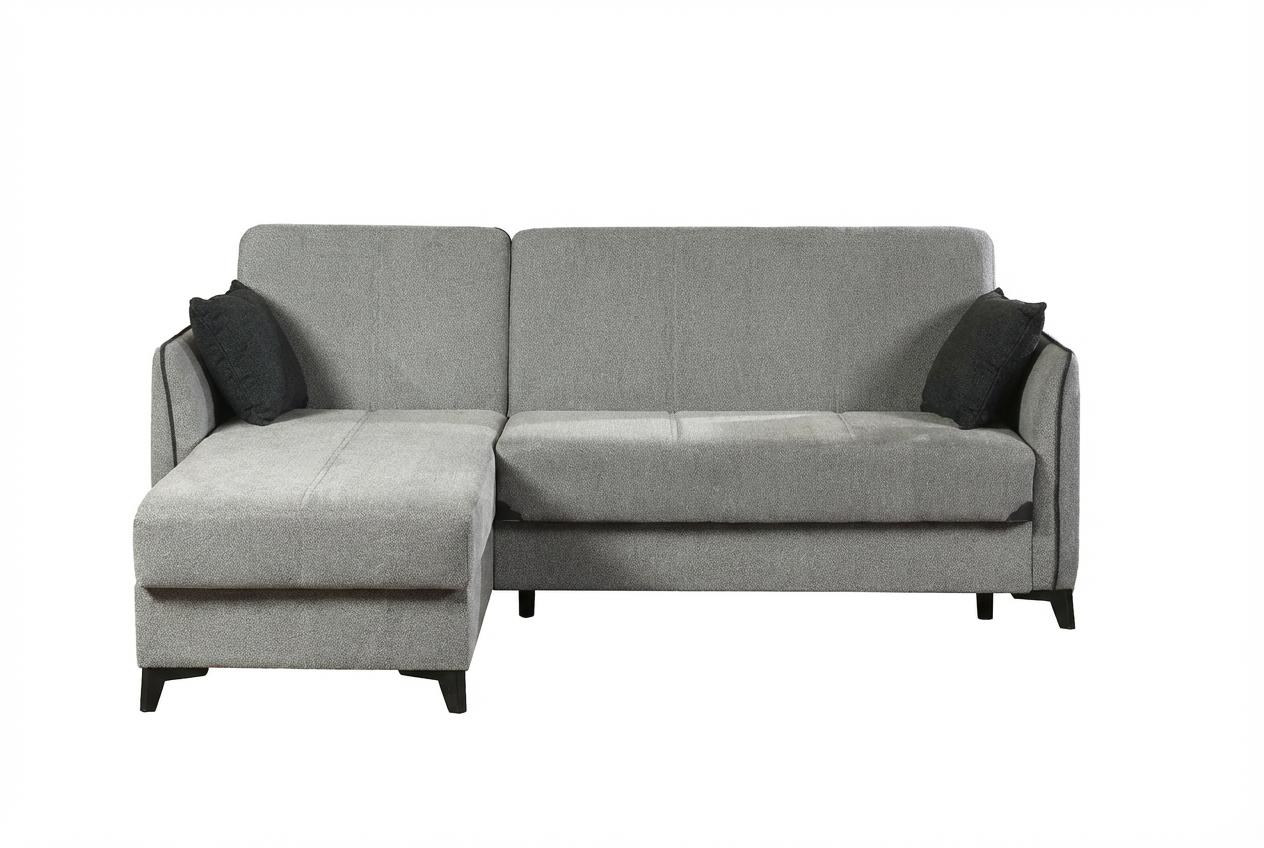 კუთხის დივანი 230*150-ზე ვერცხლისფერი