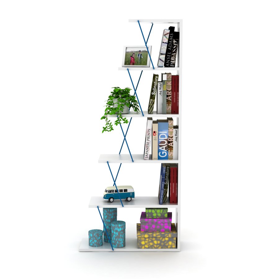 წიგნის თარო მინი Tars Bookcase Mini (White-Blue) RF160405 (65*146*22)