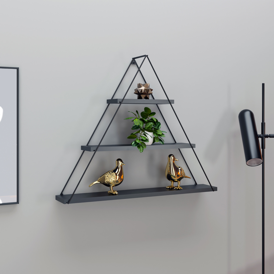 სამკუთხედი თარო მისაღების Moset Triangle Shelf (Black) MT191005 (74*61*13)