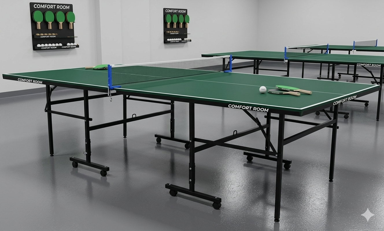 ტენისის მაგიდა 15სმ MDF-ის ზედაპირით ბადით, რაკეტით და 3 ბურთით