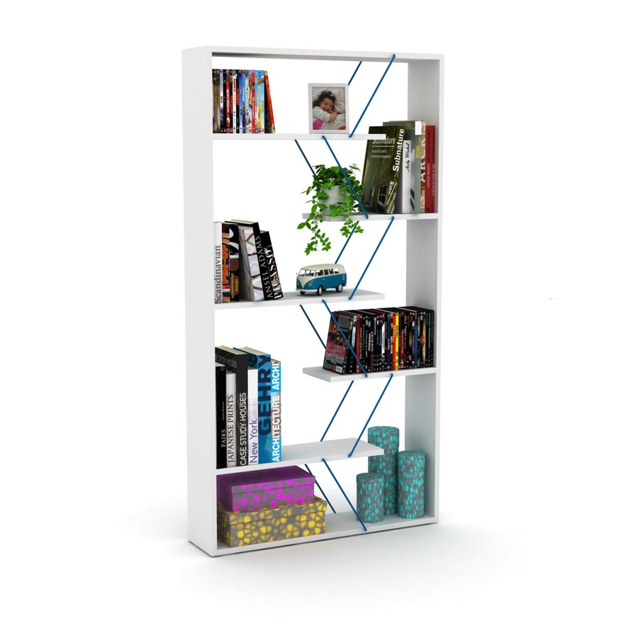 წიგნის თარო Tars Bookcase (White-Blue) RF160305 (84*15*24)