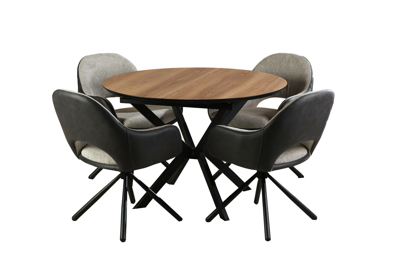 თურქული გასაშლელი მაგიდა DOBOK ყავისფერი + 4 სკამი