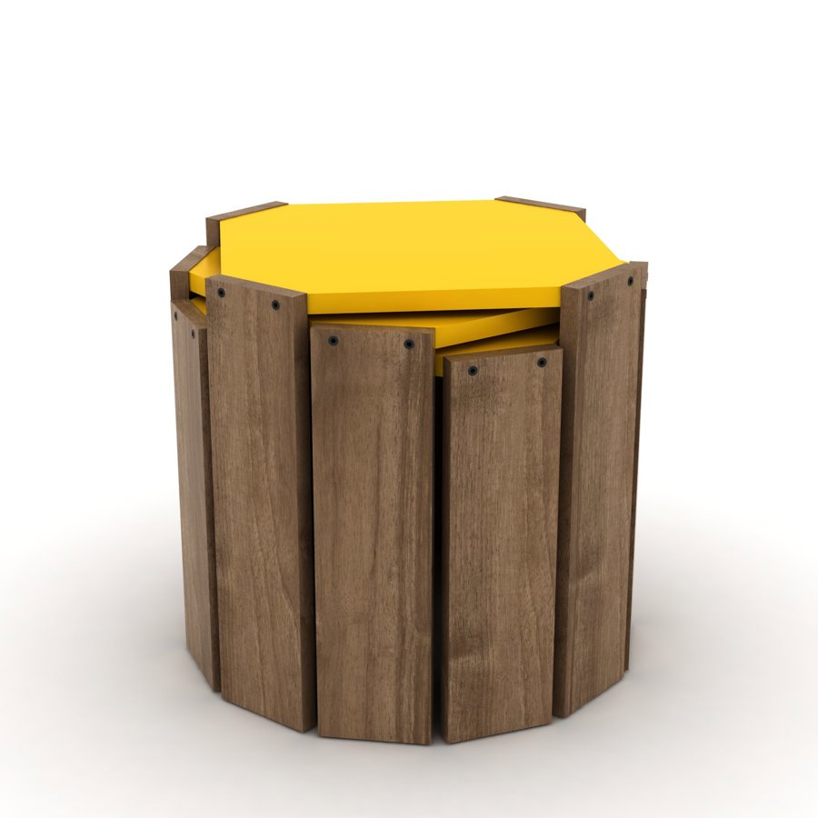 ყავის მაგიდის კომპლექტი Hansel Nesting Table (Walnut-Yellow) RF150106 (41*45*45)