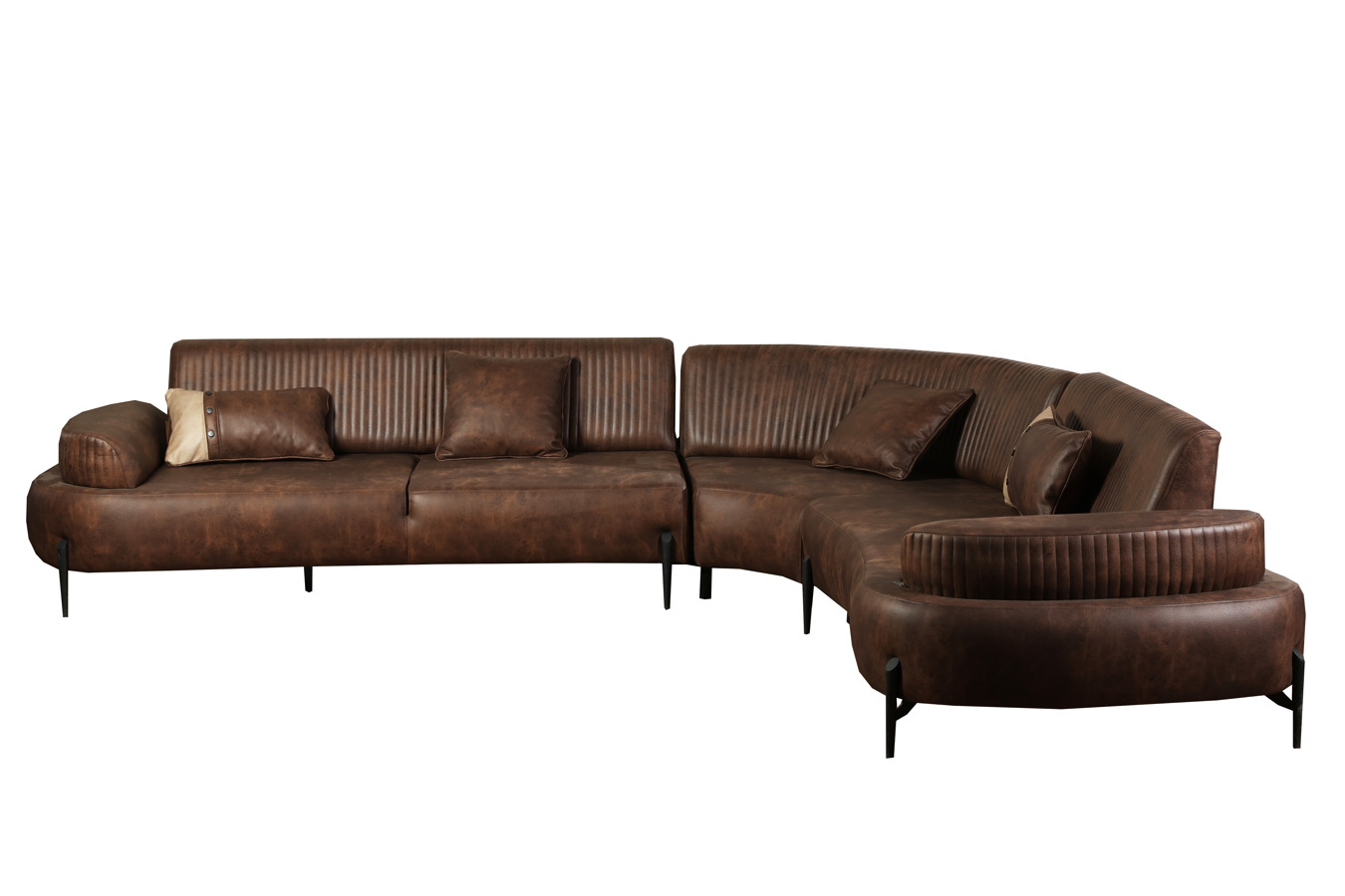 თურქული კუთხის დივანი ალკანტარას ნაჭრტით