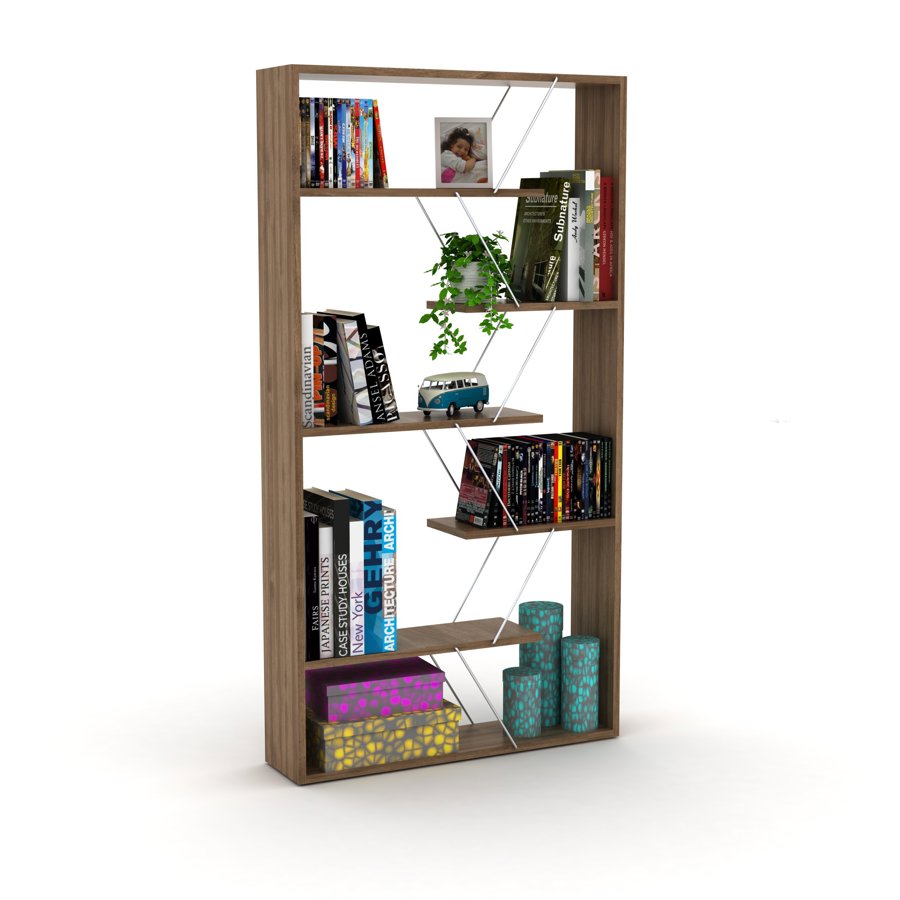 წიგნის თარო Tars Bookcase (Walnut-Chromium) RF160302 (84*15*24)