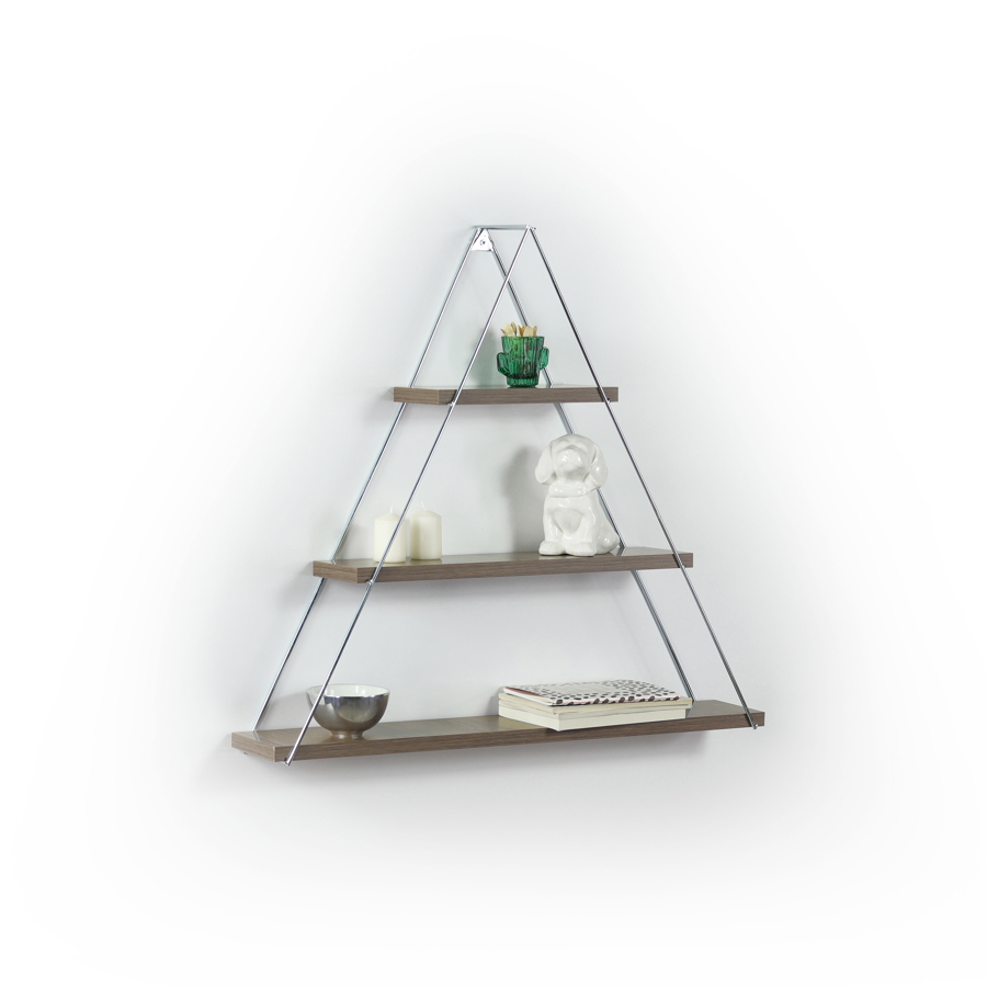 სამკუთხედი თარო მისაღების Moset Triangle Shelf (Walnut-Chromium) MT191001 (74*61*13)