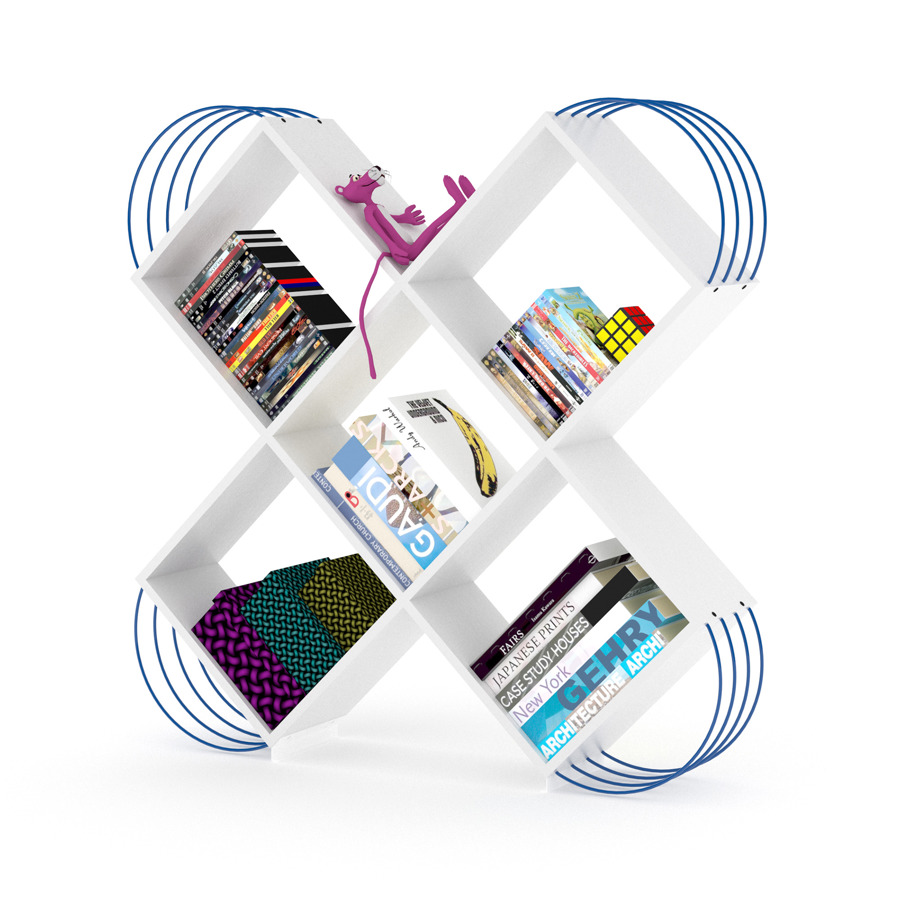 თარო მისაღები ოთახის Case Bookcase (White-Blue) RF170406 (120*25*120)